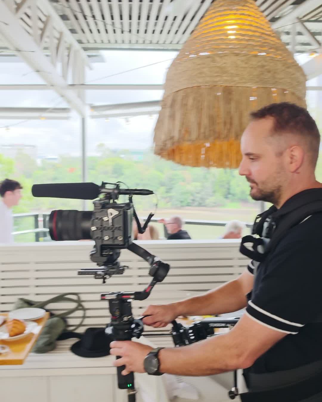 Demetri Conias filming on a gimbal rig at Joeys Brisbane