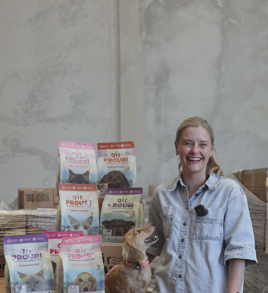 Vic, Proudi head of marketing, on camera at the Air Proudi launch in their Brisbane warehouse